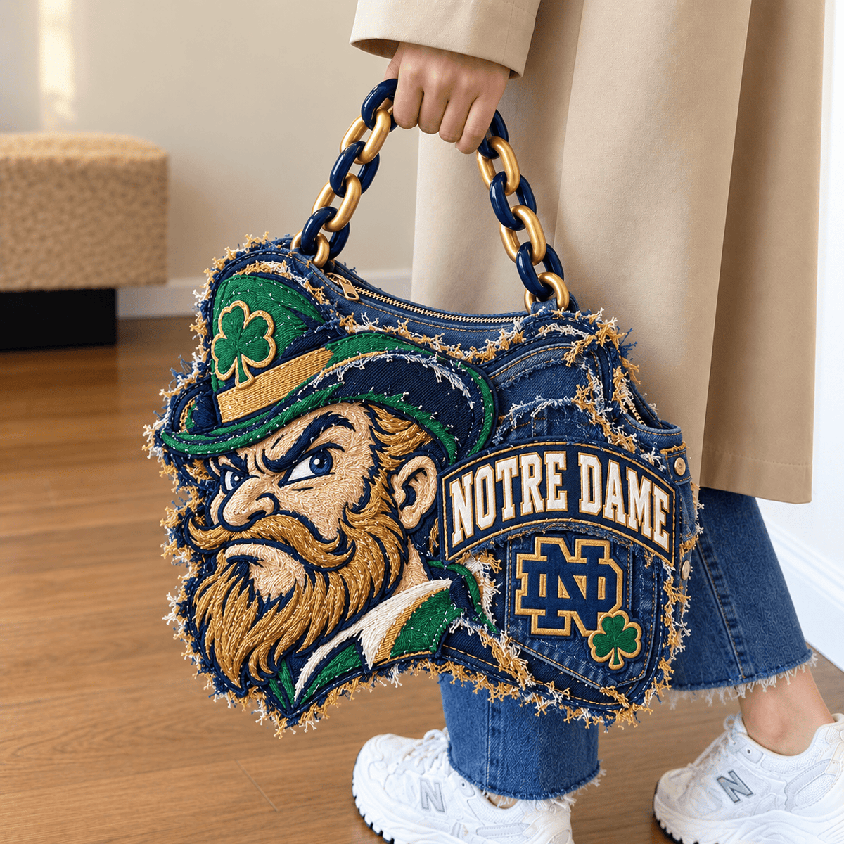 NDFI Sculptural Embroidered Denim Handbag NTKO