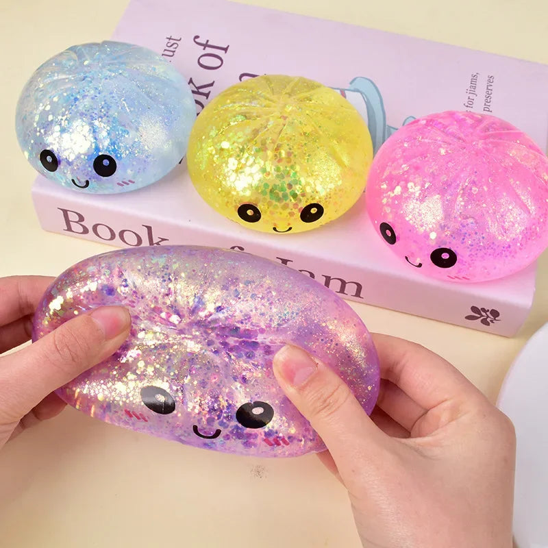 Glitter Dumpling Squishies Toy Bun Baozi Dumpling Mystery Box Colorful Food Squishy Sensory Fidget Toy Anti Stress Squeeze Balls