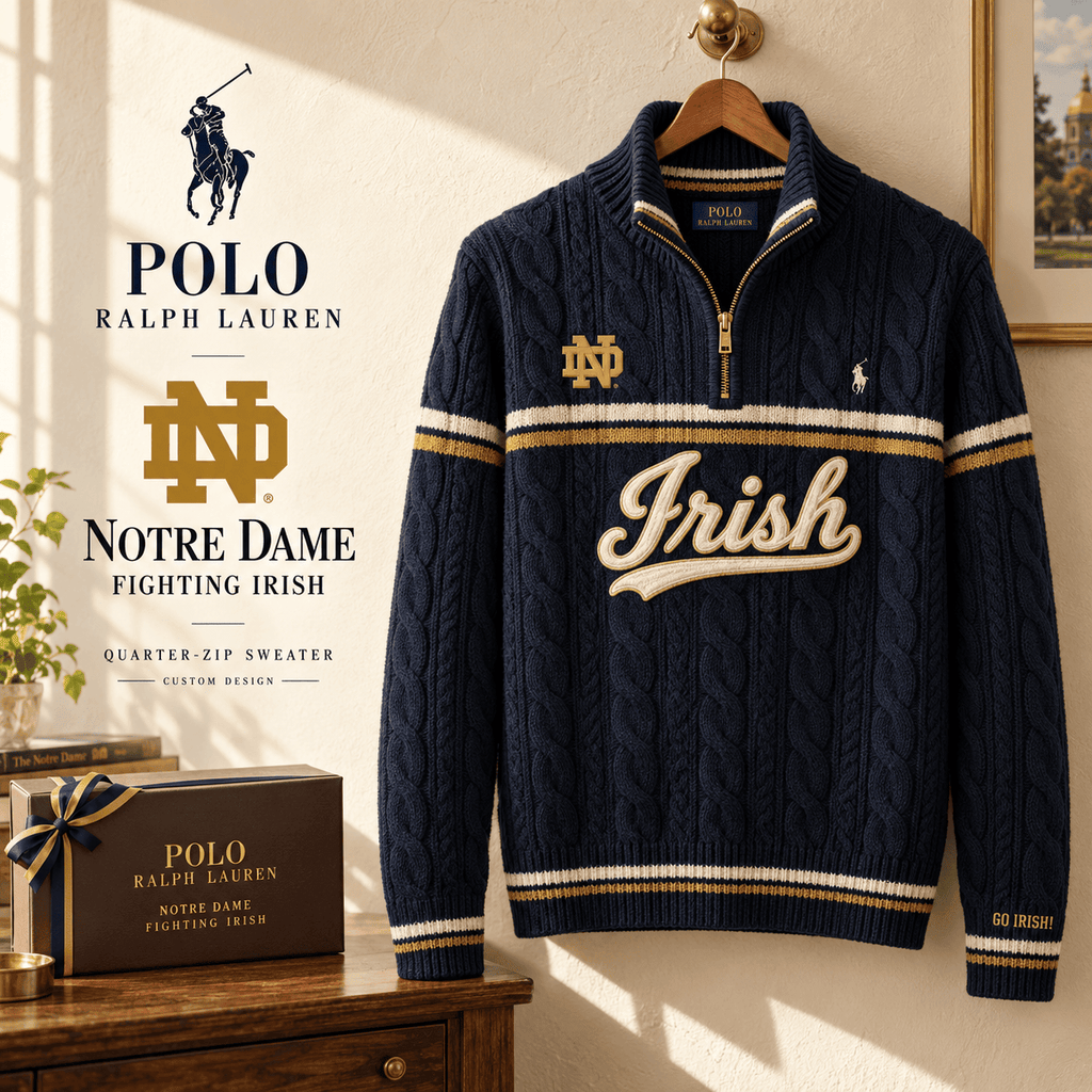 NDFI Premium Varsity Cable-Knit Quarter-Zip Sweater NHVH